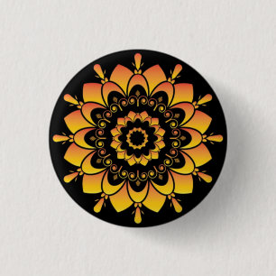 Chapa Redonda De 2,5 Cm Diseño de Mandala Único Dorado