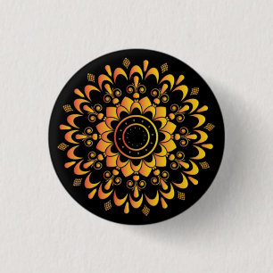 Chapa Redonda De 2,5 Cm Diseño de Mandala Único Dorado-95747