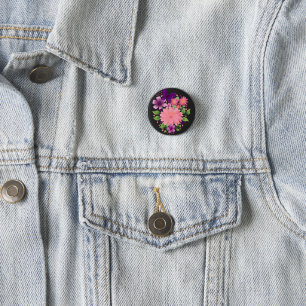 Chapa Redonda De 2,5 Cm Diseño de mariposa floral rosa en acuarela