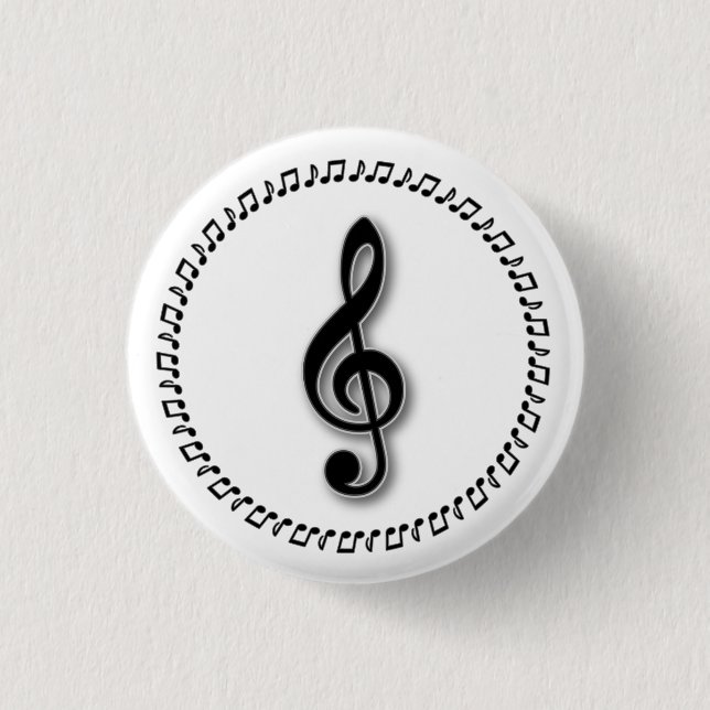 Chapa Redonda De 2,5 Cm Diseño de notas de música Treble Clef (Anverso)