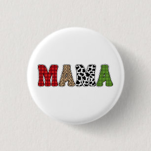 Chapa Redonda De 2,5 Cm Diseño de patrón de cuadros de Mama Christmas