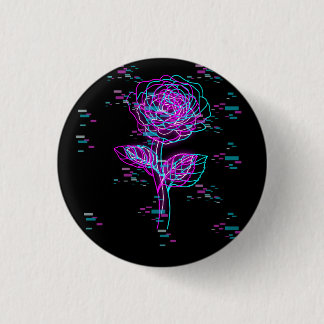 Chapa Redonda De 2,5 Cm Diseño de Rosa con Fallo de Neón