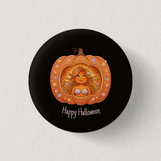 Chapa Redonda De 2,5 Cm Diseño de Sirena Dentro de Calabaza