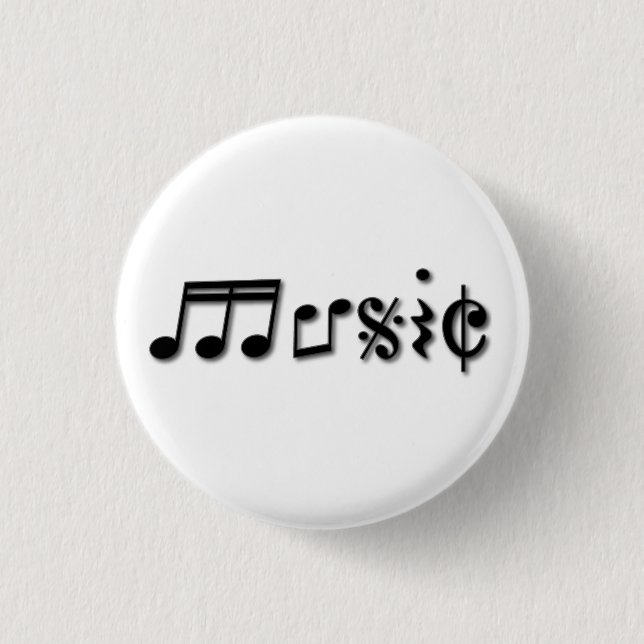 Chapa Redonda De 2,5 Cm Diseño de texto musical (Anverso)