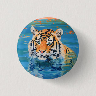 Chapa Redonda De 2,5 Cm Diseño de tigre, pintado, arte colorido
