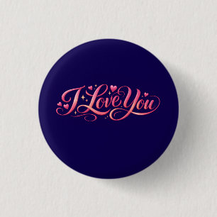Chapa Redonda De 2,5 Cm Diseño de tipografía minimalista Te Amo