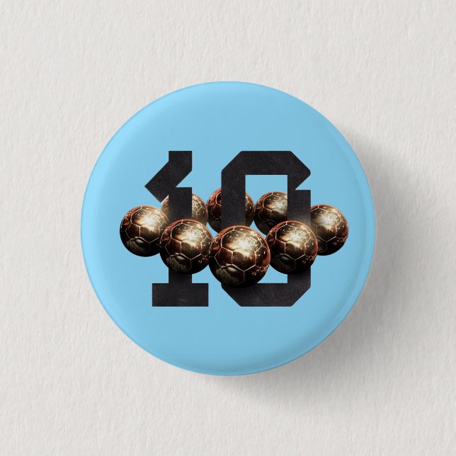 Chapa Redonda De 2,5 Cm Diseño del 10 Balones de oro (Anverso)
