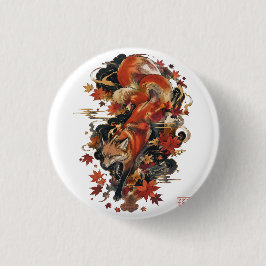 Chapa Redonda De 2,5 Cm Diseño del espíritu del zorro japonés Kitsune de o