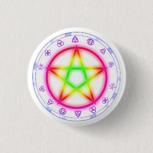Chapa Redonda De 2,5 Cm Diseño del Orgullo Rúdico del Pentáculo Pagan