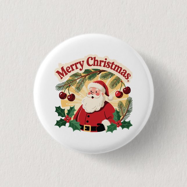 Chapa Redonda De 2,5 Cm Diseño Feliz Navidad (Anverso)