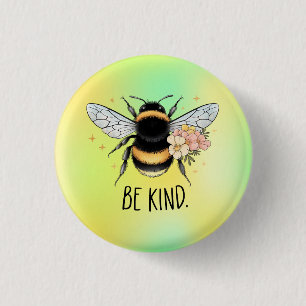 Chapa Redonda De 2,5 Cm Diseño Floral Amable Abeja Lindo Inspirador