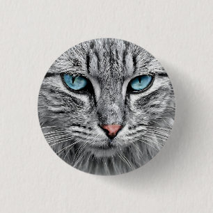 Chapa Redonda De 2,5 Cm Diseño fractal de cara de gato-10682