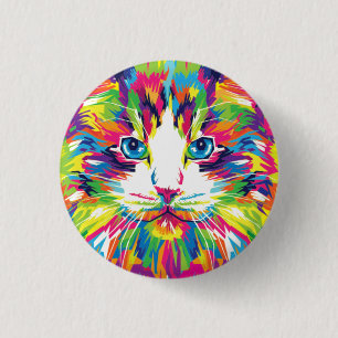 Chapa Redonda De 2,5 Cm Diseño geométrico prismático de cara de gato-32453