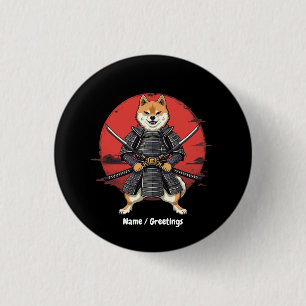 Chapa Redonda De 2,5 Cm Diseño gráfico de arte japonés Shiba Inu Samurai