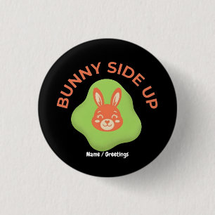Chapa Redonda De 2,5 Cm Diseño Gráfico de Huevo de Pascua Retro Bunny Side