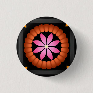 Chapa Redonda De 2,5 Cm Diseño moderno de flores sobre fondo negro