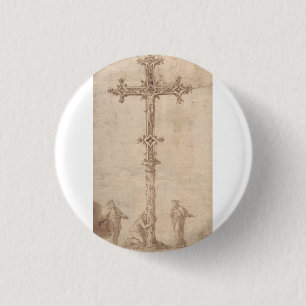 Chapa Redonda De 2,5 Cm Diseño para un Crucifijo con la Virgen María
