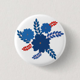 Chapa Redonda De 2,5 Cm Diseño vectorial de flores azules simples