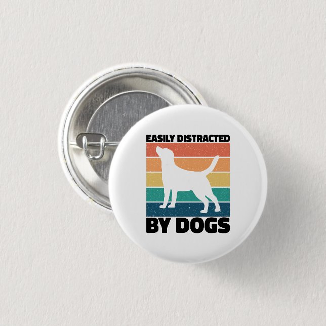 Chapa Redonda De 2,5 Cm Distraídos Fácilmente Por Perros Perros Memes Grac (Anverso y reverso)