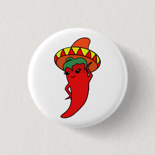 Chapa Redonda De 2,5 Cm Diva Caliente Kawaii Pimienta