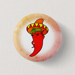 Chapa Redonda De 2,5 Cm Diva de Pimiento Rojo Caliente Estilo Kawaii Impre