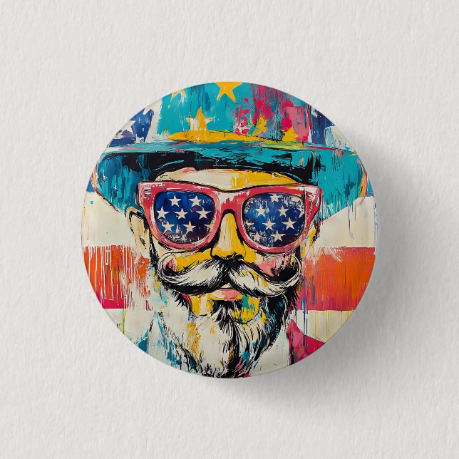 Chapa Redonda De 2,5 Cm Diversión 4 de julio (Anverso)