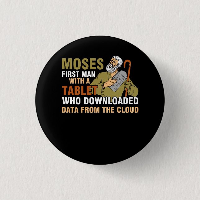 Chapa Redonda De 2,5 Cm Divertida Pascua Judía Moses Tablet Data Comp (Anverso)