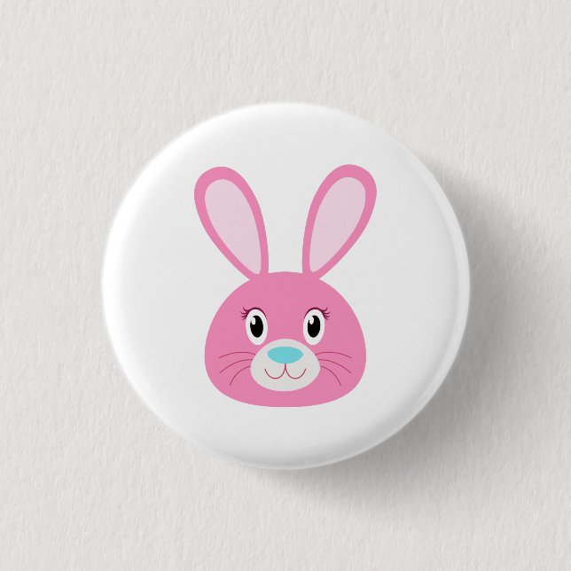 Chapa Redonda De 2,5 Cm Divertido Bunny Pink (Anverso)