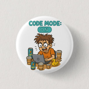 Chapa Redonda De 2,5 Cm Divertido programador Personalizado con "Modo de c