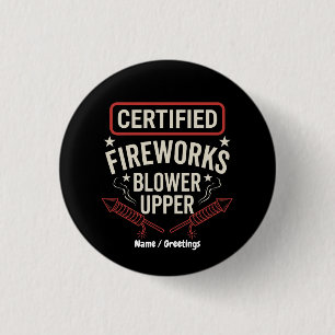 Chapa Redonda De 2,5 Cm Divertido Soplador de Fuegos Artificiales Certific