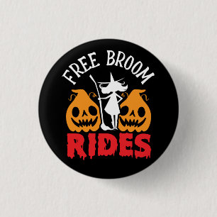 Chapa Redonda De 2,5 Cm Diviértete en Halloween con escobas gratis, brujas