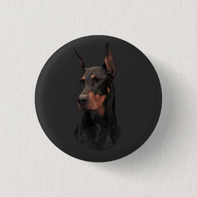 Chapa Redonda De 2,5 Cm Doberman Pinscher, camiseta de reloj de pared cuad (Anverso)