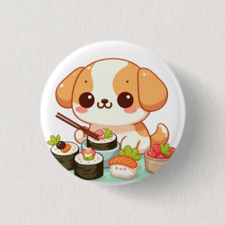 Chapa Redonda De 2,5 Cm Dog eating sushi