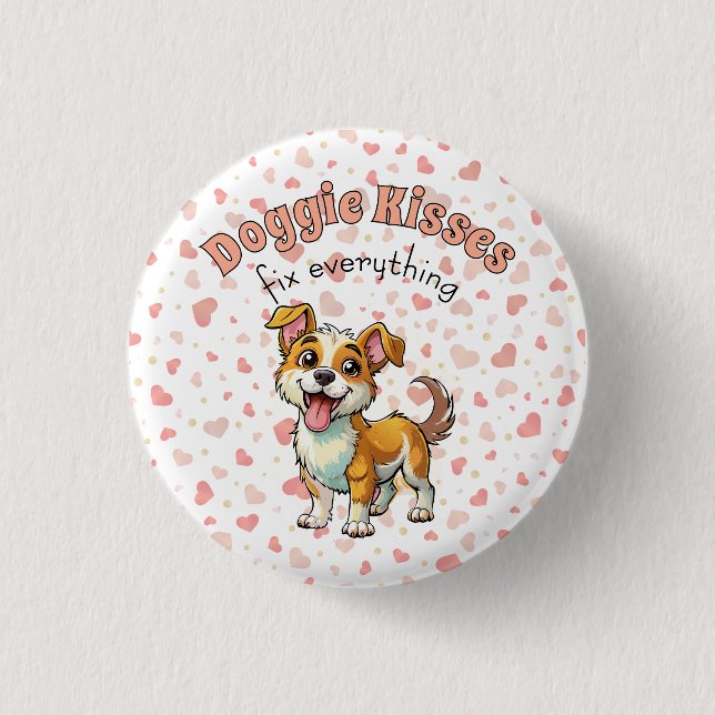 Chapa Redonda De 2,5 Cm Doggie Kisses Button (Anverso)
