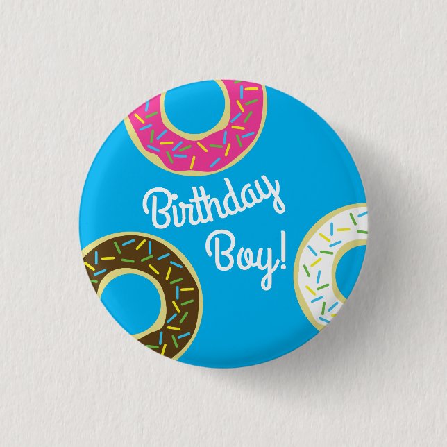 Chapa Redonda De 2,5 Cm Donut Birthday Party (Anverso)