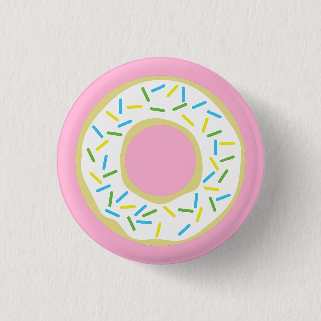 Chapa Redonda De 2,5 Cm Donut Kid Cumpleaños Cuta Rosa (Anverso)