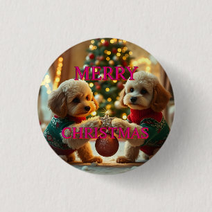 CHAPA REDONDA DE 2,5 CM DOS NAVIDADES CELEBRADORES DE POODLES