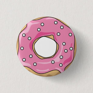 Chapa Redonda De 2,5 Cm Doughnut rosa