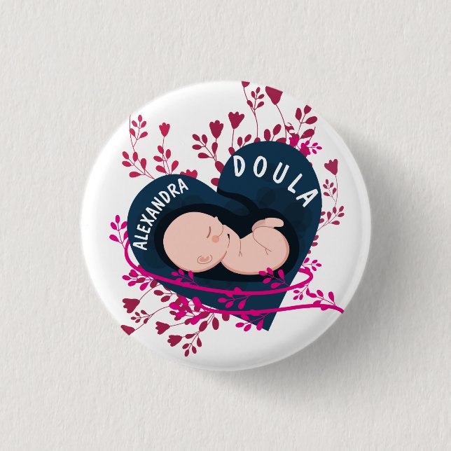 Chapa Redonda De 2,5 Cm Doula floral personalizada (Anverso)