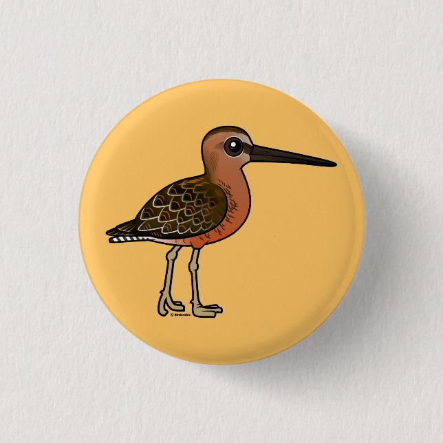 Chapa Redonda De 2,5 Cm Dowitcher longirrostro de Birdorable (Anverso)