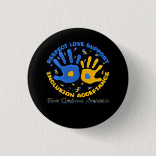 Chapa Redonda De 2,5 Cm Down Syndrome Ribbon Respect Support Awareness Inc