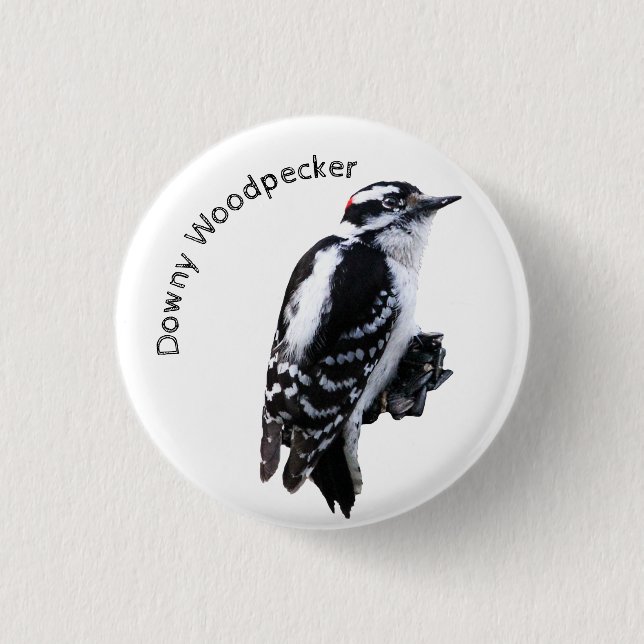 Chapa Redonda De 2,5 Cm Downy Woodpecker (Anverso)