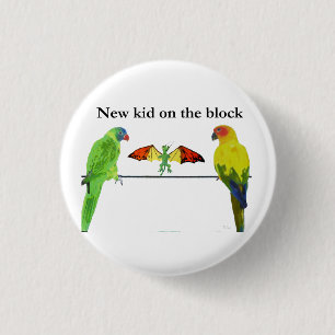 Chapa Redonda De 2,5 Cm Dragón con los pájaros