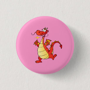 Chapa Redonda De 2,5 Cm Dragon Funny Happy Fantasy Ficción Drawing Person