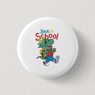 Chapa Redonda De 2,5 Cm Dragón lindo de vuelta al arte escolar