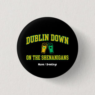 Chapa Redonda De 2,5 Cm Dublin Down Heritage Club Clover Vintage Universit