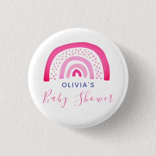 Chapa Redonda De 2,5 Cm Ducha de bebé arcoíris rosa (Anverso)