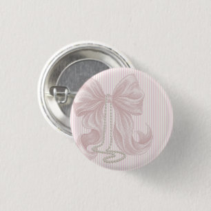 Chapa Redonda De 2,5 Cm Ducha de bebé de lazo rosa rayado marfil