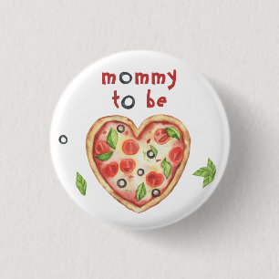 Chapa Redonda De 2,5 Cm ducha de bebé de pizza corazón - futura mamá