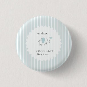 Chapa Redonda De 2,5 Cm Ducha de Bebé Elefante Azul Polvoriento Minimalist